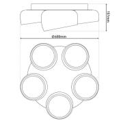 LED-kattovalaisin Eliora, 5-lamppuinen, valkoinen, CCT, kaukosäädin