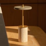 UMAGE LED-akkulamppu Asteria MOVE MINI travertiini/messinki IP44