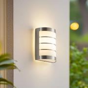 Lindby ulkoseinävalaisin Noyan, 20 cm, ruostumaton teräs, IP44, E27