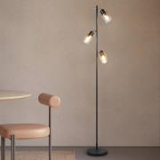 Cadiz-lattiavalaisin, musta/keltainen, 3-lamppuinen, korkeus 154 cm