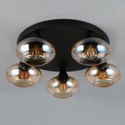 Kattovalaisin Divina, meripihkanvärinen, Ø 49 cm, 5-lamppuinen, lasi