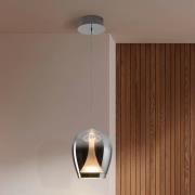 LED-riippuvalaisin Suspiro, Ø 18 cm, kromivärinen/savuharmaa, lasi