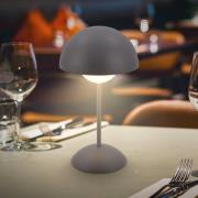 LED-akku-pöytävalaisin Kugle, antrasiitti, metalli, IP44, himmennettäv...