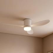 Lucande LED-kattotuuletin Kayu, valkoinen, DC, hiljainen, Ø 132 cm
