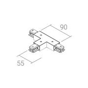 Ivela T-liitin SQUARE 48 V, musta, suojajohdin vasemmalla