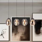 LED-riippuvalaisin Melanie, pituus 85 cm, savuharmaa, lasi 4-lamppuine...