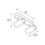 SLV LED-kattokohdevalo Noblo, musta, 2700 K, pituus 24 cm