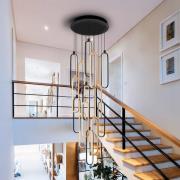 LED-riippuvalaisin Colette, 14-valo, musta/ruusukulta, pyöreä