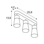 SLV kattovalaisin Puri 2.0 Cone, musta, pituus 26 cm, 3-lamppuinen.