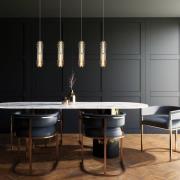 LED-riippuvalaisin Dereck, savuharmaa/keltainen, Ø 10 cm, lasi