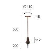 LED-pollarilamppu Tango ruosteenruskea, korkeus 50 cm metalli, maakiil...