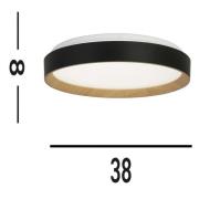 Sorrento kattovalaisin musta/puu sisustus Ø 38 cm Kaukosäädin Kaukosää...