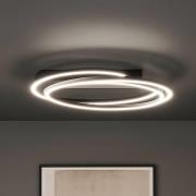 LED-kattovalaisin Kiku, Ø 56 cm, hiekkamusta, metalli, CCT