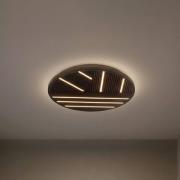 Lucande LED-kattovalaisin Orven, puu, Ø 50 cm, himmennettävä