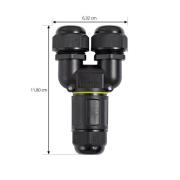 Kaapeliliitin Y, vesitiivis, IP68, pituus 118 cm, musta