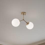 Kattovalaisin Damar, kulta, lasi, 2-lamppuinen, pituus 44 cm, E27