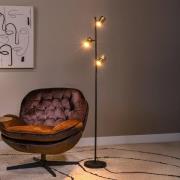 Upton-lattiavalaisin, korkeus 154 cm, musta/savuharmaa, 3-lamppuinen.