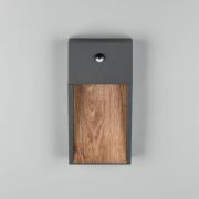 LED-ulkoseinälamppu SALMON, puunäköinen, korkeus 33 cm IP44