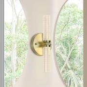 Kylpyhuoneen LED-seinälamppu Aberdeen, korkeus 34 cm, messinkivärinen,