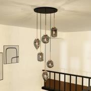 Lucande Elani-riippuvalaisin, 6-lamppuinen, Ø 62 cm, lasi