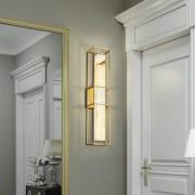 LED-ulkoseinälamppu BLAKLEY, kulta/alabasteri, korkeus 61 cm, IP44