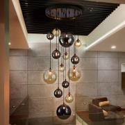 Tumma riipusvalaisin, rauta, lasi, meripihka, savu, Ø 60 cm