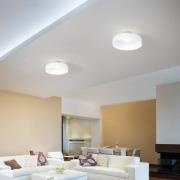 LED-kattovalaisin Lunar, valkoinen, lasi, Ø 42 cm, CCT, himmennettävä