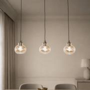 Lindby riippuvalaisin Tymoni, 3-valo, meripihka, lasi, Ø 20 cm