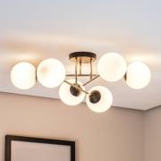 Kattovalaisin Magnum, 6-lamppuinen, opaali/kulta/musta, lasi