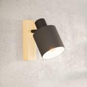 Batallas seinävalaisin, leveys 10 cm, musta/puu, kangasta