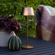 LED-akkukäyttöinen pöytävalaisin Eze, mattakupari, 32 cm, IP54, USB