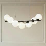 Lucande-riippuvalaisin Isandro, musta / opaali, 7-valo, 7-lamppuinen