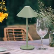 LED-akkukäyttöinen LED-pöytälamppu Prato, salviavihreä Korkeus 25 cm M...
