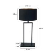 Pöytälamppu Stang, musta/musta-kulta, korkeus 55 cm, chintz