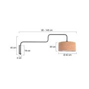Seinälamppu Bloeba, musta/ruskea, ulkonema 140 cm, korkki