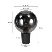 Pöytälamppu Bloeba, musta/savuharmaa, Ø 30 cm, lasipallo