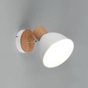 Kattovalaisin Delume, valkoinen, Ø 15 cm, 1-lamppuinen, metalli/puu