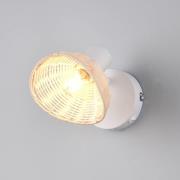 Seinävalaisin Calvi, valkoinen, luonnonrottinki, Ø 13 cm, kytkin