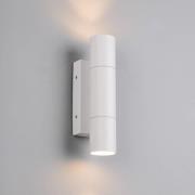 Ulkoseinälamppu Yamuna, mattavalkoinen, korkeus 23 cm, metalli, IP65