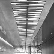 Vibia LED-riippuvalaisin RHYTHM, harmaanruskea 199 x 87 cm 927 himmenn...