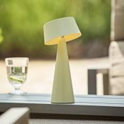 LED-akku-pöytävalaisin Solino, vihreä, aurinko/USB, 26 cm, IP44