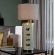 Pöytävalaisin Lucca, beige, korkeus 67 cm, pellavatekstiili, keramiikk...