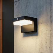 Lindby LED-aurinkoseinävalaisin Eleazar, musta, anturi, himmennettävä