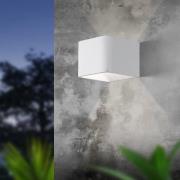 LED-ulkoseinälamppu Doninni 1, valkoinen, leveys 13 cm, 2-lamppuinen.