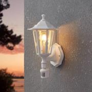 Ulkoseinälamppu Laterna 5, valkoinen, korkeus 36 cm, metalli, anturi