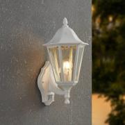 Navedo-ulkoseinälamppu, valkoinen, korkeus 42 cm, metalli, anturi