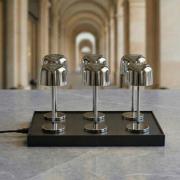 LED-akkukäyttöinen LED-pöytälamppu Quill, kromi, 6 kpl, latausasema