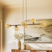 Glassy riippuvalaisin, 6-lamppuinen, musta, keltainen, lasi, 110 cm