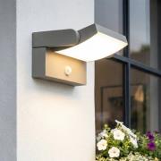 Lindby LED-ulkoseinälamppu Sherin, harmaa, kääntyvä, anturi