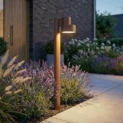 Lucande LED-pylväsvalaisin Elune, ruskea, IP44, korkeus 77 cm